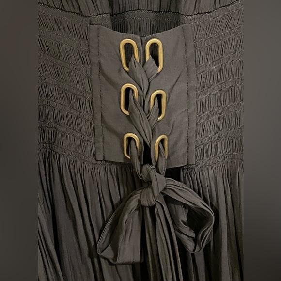 Ramy Brook Black Mini, Long Sleeve, V - Neck Dress with Elastic Waist - Picture 4 of 5